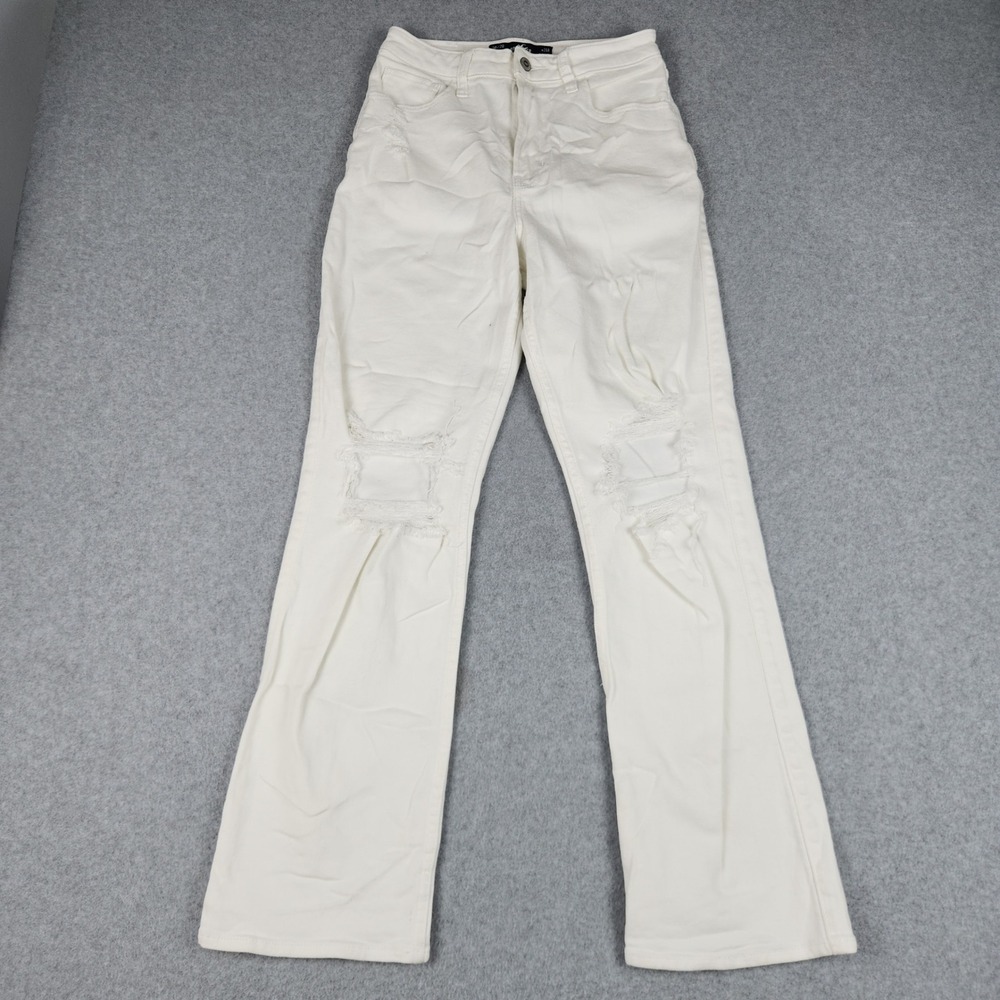 Hollister Dad Jeans Womens 3R/2R White Ultra High-Rise Ripped Vintage Stretch